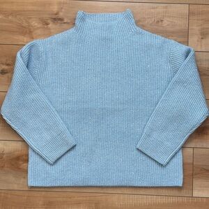 Light Blue Ribbed Mock Neck Sweater